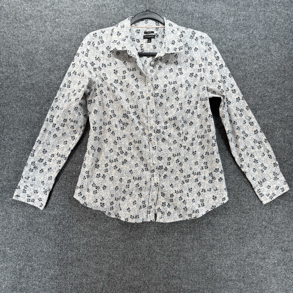 Talbots Top Womens 6 Floral Button Up Long Sleeve Non Iron Casual Boho Office